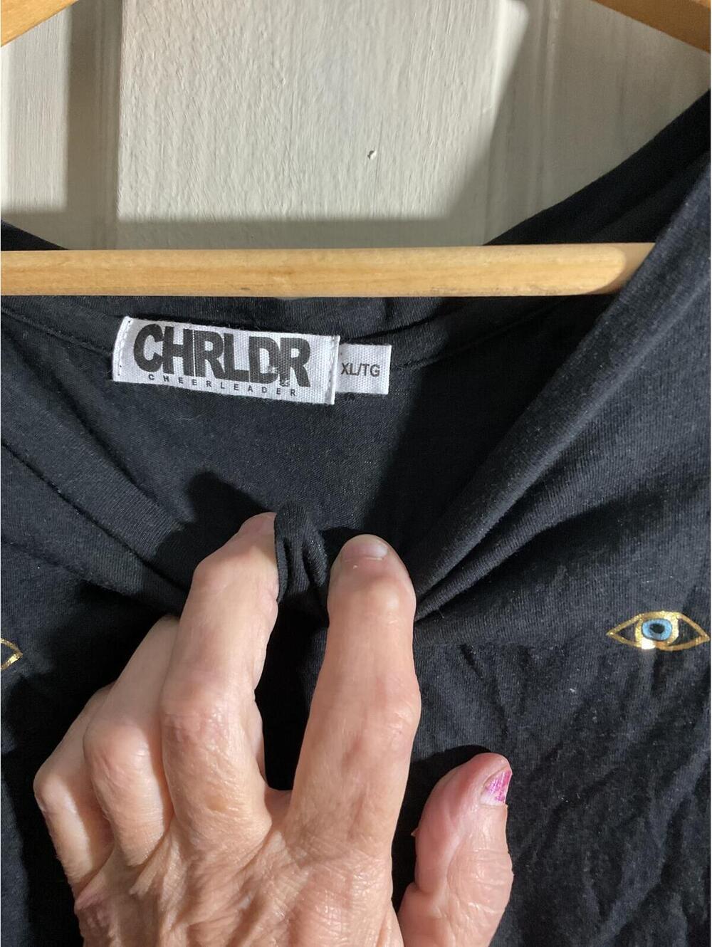 CHRLDR Black T-Shirt with Novelty Eye Print Pattern XL - Picture 3 of 6